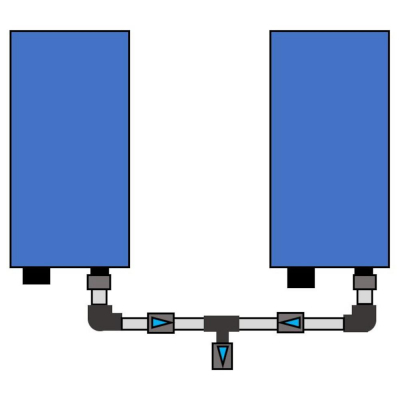 Kit de jumelage de cuves 3 vannes, PVC pression, 3/4"