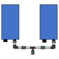Kit de jumelage de cuves 3 vannes, PVC pression, 3/4"