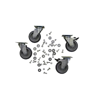 Kit 4 roulettes pivotantes dont 2 avec freins – pour coffre mobile.