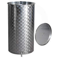 Cuve en inox pour vin avec chapeau flottant et trappe de vidange 500 Litres Cuve en inox pour vin avec chapeau flottant et trappe de vidange 500 Litres