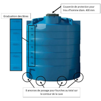 Cuve à eau potable ACS hors sol ronde verticale 7500 L Cuve à eau potable ACS hors sol ronde verticale 7500 L