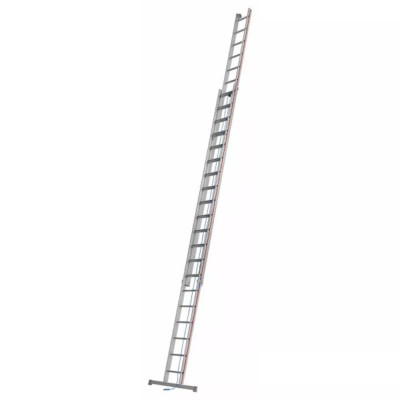 Echelle alu coulissante à corde 3 plans sabots articulés